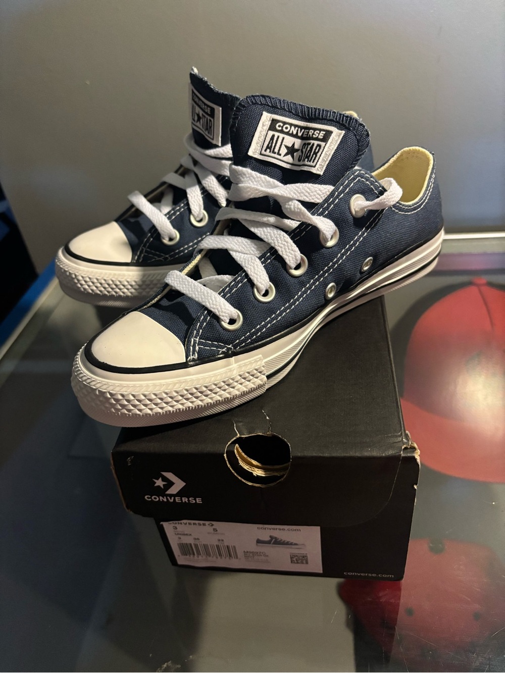 Converse Kids Low-Top Canvas Sneakers in Navy and White